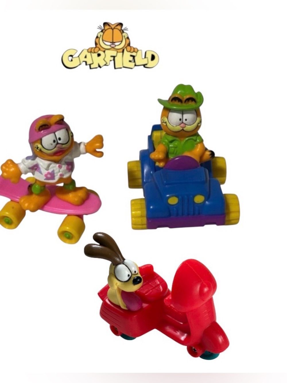 1988 GARFIELD TOYS VINTAGE MCDONALDS HAPPY MEAL TOY CAR SKATEBOARD ODIE